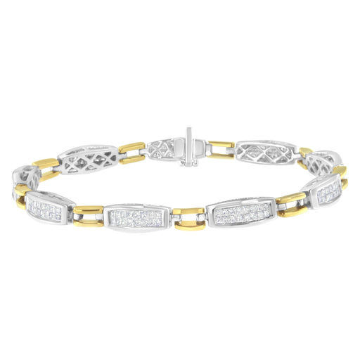 Bids.com 14K Yellow and White Gold 2.0 Cttw Princess Cut Diamond Tapered and Equal Sign Link Bracelet (G-H Color, SI1-SI2 Clarity) - 7" Bracelets White Smoke YellowWhite.Gold / 7