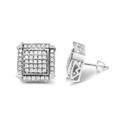 Bids.com 10K White Gold 1.0 Cttw Diamond  Composite with Halo Stud Earrings (H-I Color, I1-I2 Clarity) Earrings White Smoke White.Gold / 0.984