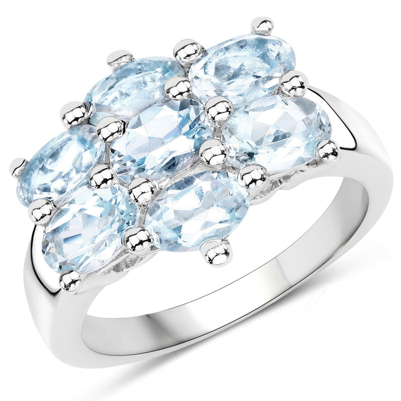 Bids.com 3.57 Carat Genuine  Blue Topaz .925 Sterling Silver Ring Rings White Smoke size 7.00,size 6.00,size 8.00,size 5.00,size 9.00