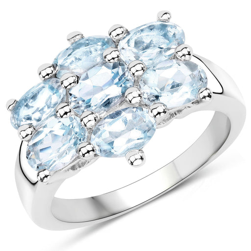 Bids.com 3.57 Carat Genuine  Blue Topaz .925 Sterling Silver Ring Rings White Smoke size 7.00,size 6.00,size 8.00,size 5.00,size 9.00