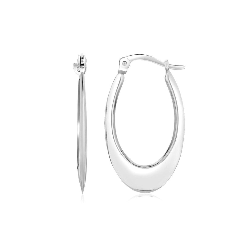 Bids.com 14k White Gold Polished Graduated Oval Hoop Earrings Earrings White Smoke White Gold