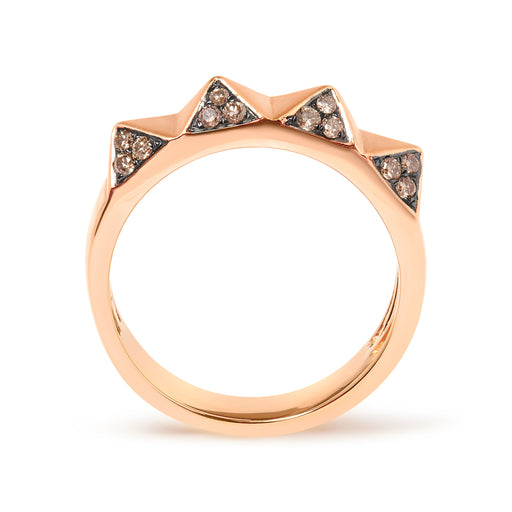Bids.com 14K Rose Gold 1/4 Cttw Brown Diamond Pyramid Band Ring (Brown Color, SI1-SI2 Clarity)- Size 7 Rings White Smoke 7 / Rose.Gold