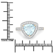 Bids.com 1.58 Carat Genuine Aquamarine and White Diamond 14K Yellow Gold Ring Rings White Smoke size 6.00,size 7.00,size 8.00