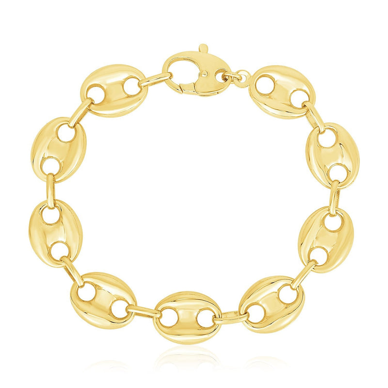 Bids.com 14k Yellow Gold High Polish Lite Puffed Mariner Link Bracelet (15 mm) Bracelets White Smoke 7.75 / Yellow Gold