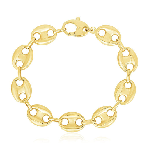 Bids.com 14k Yellow Gold High Polish Lite Puffed Mariner Link Bracelet (15 mm) Bracelets White Smoke 7.75 / Yellow Gold