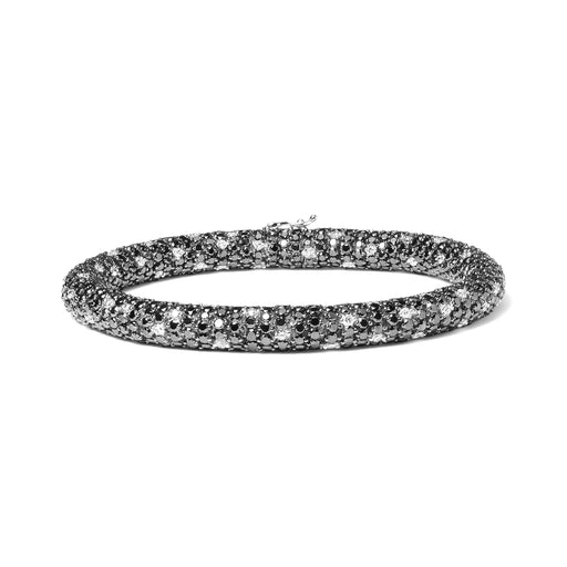Bids.com 18K White Gold 20.0 Cttw Black and White Pave Set Diamond Eternity Snake Skin Style Tennis Bracelet (Black and G-H Color, SI1-SI2 Clarity) - Size 7" Bracelets White Smoke White.Gold / 7