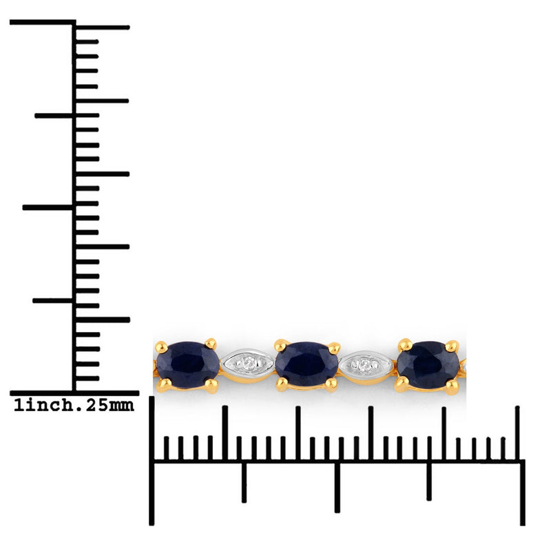 Bids.com 1.83 Carat Genuine Blue Sapphire and White Diamond .925 Sterling Silver Bracelet Bracelets White Smoke size 10.00