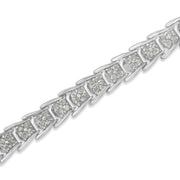 Bids.com 10k White Gold 2 cttw Diamond Fan-Shaped Link Tennis Bracelet (I-J Clarity, I3 Color) - Size 7.25" Bracelets White Smoke White.Gold / 7.25