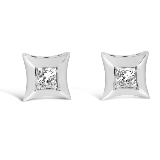 Bids.com 10K White Gold 1/5 Cttw Invisible Set Princess-Cut Diamond Stud Earrings (H-I Color, SI2-I1 Clarity) Earrings White Smoke White.Gold / 0.2,Yellow.Gold / 0.2