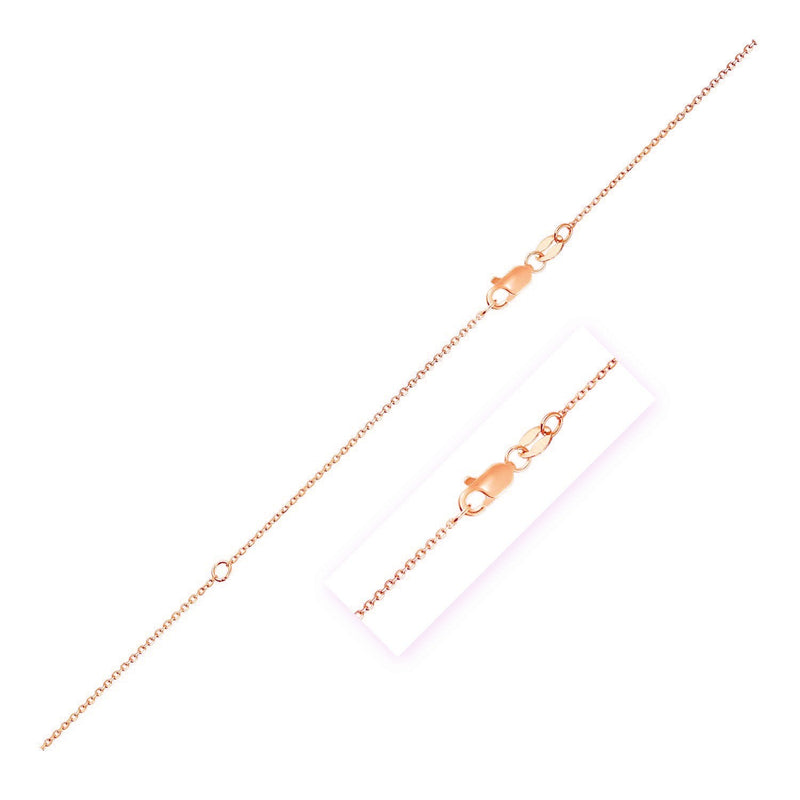 Bids.com 14k Rose Gold Adjustable Cable Chain (1.10 mm) Necklaces White Smoke 18 / Rose Gold