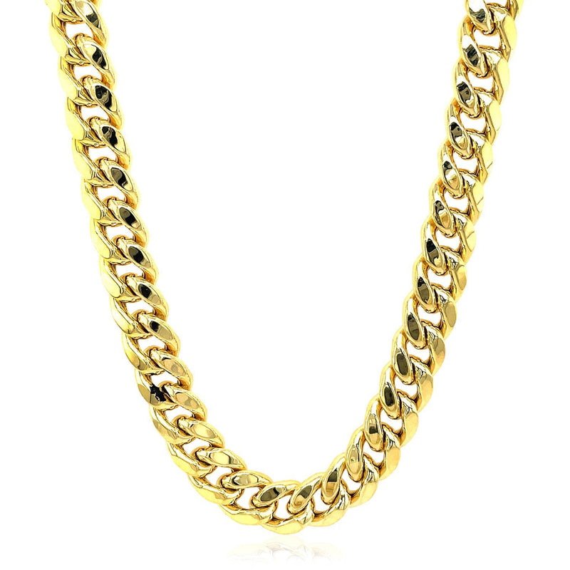 Bids.com 9.15mm 10k Yellow Gold Semi Solid Miami Cuban Chain Necklaces White Smoke 24 / Yellow Gold,26 / Yellow Gold,22 / Yellow Gold
