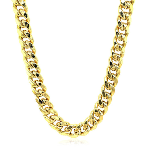 Bids.com 9.15mm 10k Yellow Gold Semi Solid Miami Cuban Chain Necklaces White Smoke 24 / Yellow Gold,26 / Yellow Gold,22 / Yellow Gold