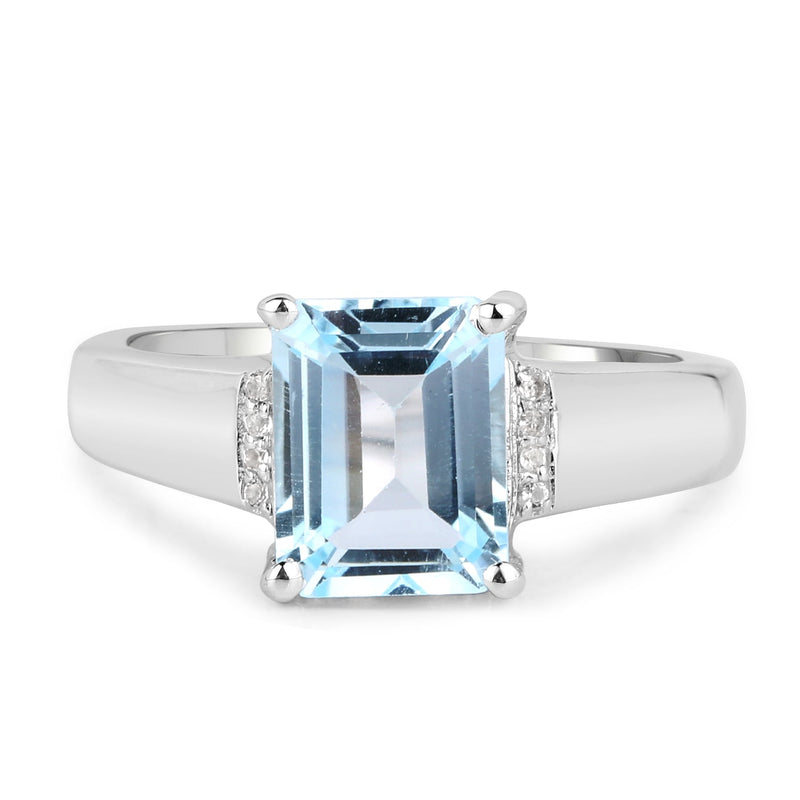 Bids.com 2.64 Carat Genuine Blue Topaz and White Topaz .925 Sterling Silver Ring Rings White Smoke size 6.00,Size 9.00,size 7.00,size 8.00,Size 5.00,9.00,5.00,size 10.00