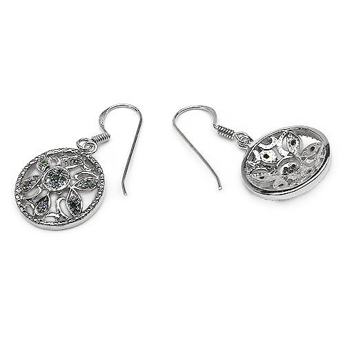 Bids.com 0.18 Carat Genuine Blue Diamond .925 Sterling Silver Earrings Earrings White Smoke