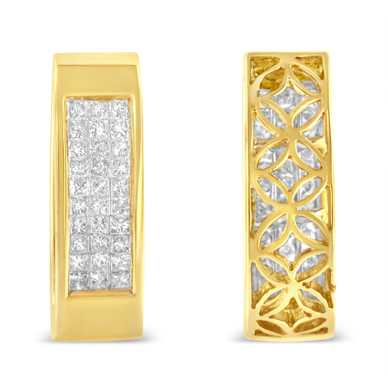 Bids.com 14K Yellow Gold 1/2 Cttw Invisible Set Princess Cut Diamond Vertical Bar Block Pendant 18" Necklace (H-I Color, SI2-I1 Clarity) Necklaces White Smoke Yellow.Gold / 18,White.Gold / 18