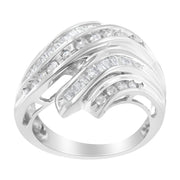 Bids.com 10K White Gold Round and Baguette Cut Diamond Channel Ring (3/4 Cttw, H-I Color, SI2-I1 Clarity) - Size 7 Rings White Smoke 7 / White.Gold,8 / White.Gold