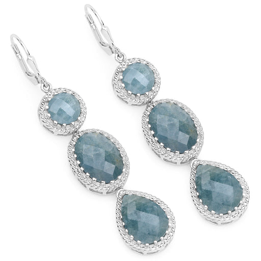 Bids.com 21.32 Carat Genuine Milky Aquamarine .925 Sterling Silver Earrings Earrings White Smoke
