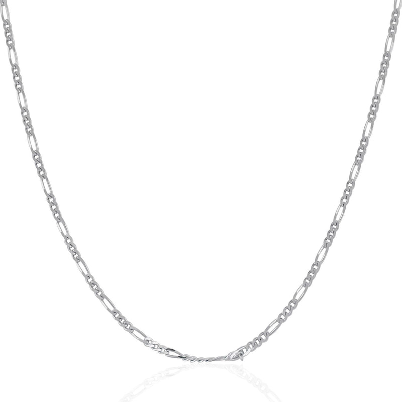 Bids.com 14k White Gold Solid Figaro Chain 1.9mm Necklaces White Smoke 16 / White Gold,18 / White Gold,20 / White Gold,24 / White Gold