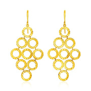 Bids.com 14k Yellow Gold Earrings with Textured Open Circle Motifs Earrings White Smoke Yellow Gold