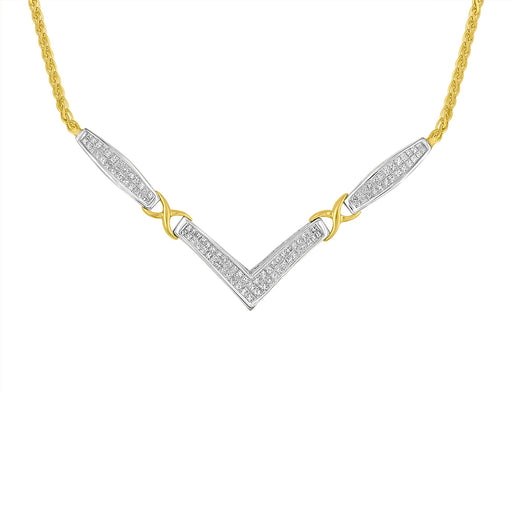 Bids.com 14K Yellow and White Gold 2.0 Cttw Princess Cut Diamond Flared and X-Station V Shaped 18â€ Franco Chain Statement Necklace (H-I Color, SI2-I1 Clarity) Necklaces White Smoke YellowWhite.Gold / 18