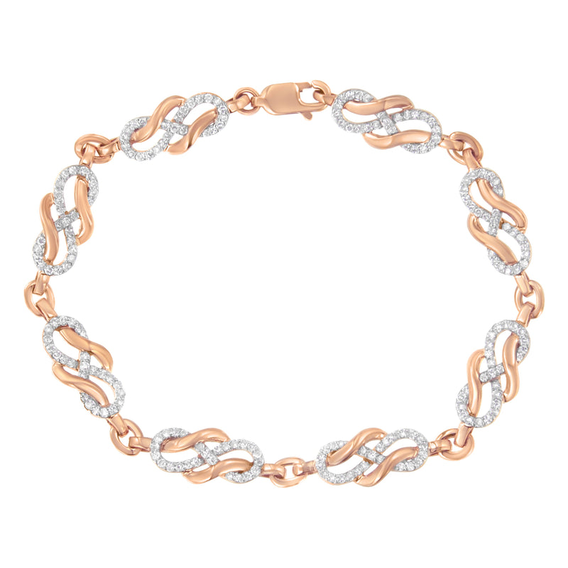 Bids.com 10K Rose Gold 1.0 Cttw Diamond Infinity Loop and Swirl Link Bracelet (I-J Color, I2-I3 Clarity) - 7.25" Inches Bracelets White Smoke Rose.Gold / 7.25