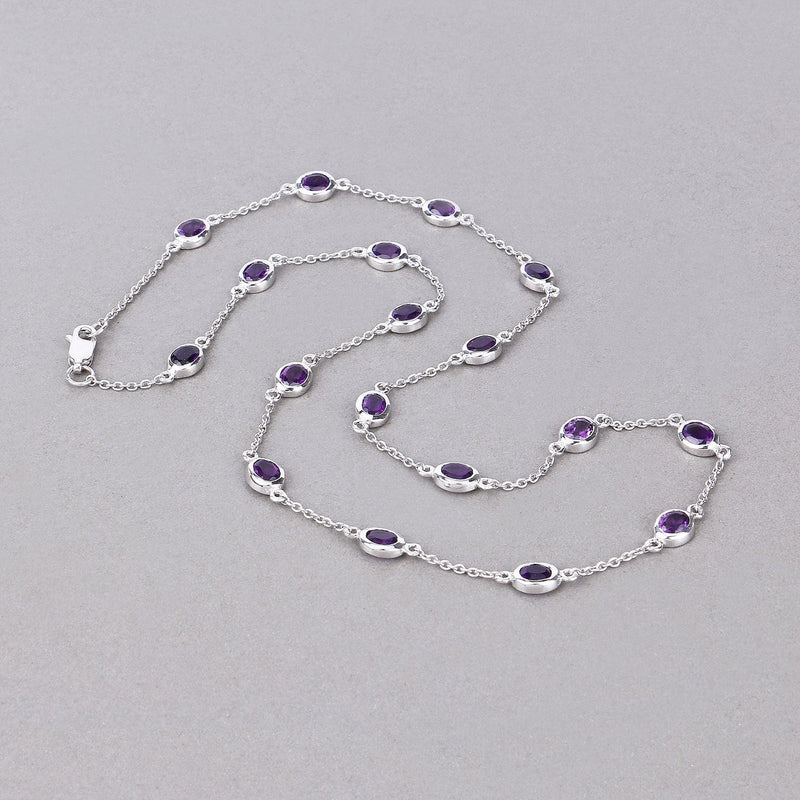 Bids.com 6.12 Carat Genuine Amethyst .925 Sterling Silver Necklace Necklaces Gray size 18.00,size 20.00,size 32.00