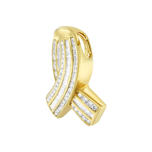 Bids.com 14K Yellow Gold 2 5/8 cttw Channel Set White Diamond Awareness Ribbon Pendant Necklace (G-H Color, VS1-VS2 Clarity) - NO CHAIN Necklaces White Smoke Yellow.Gold / 18