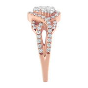 Bids.com 10K Rose Gold 3/4 Cttw Diamond Floral Cluster Head and Twisted Shank Cocktail  Ring (H-I Color, SI1-SI2 Clarity)- Size 7 Rings White Smoke 7 / Rose.Gold,5 / Rose.Gold,8 / Rose.Gold,6 / Rose.Gold,9 / Rose.Gold
