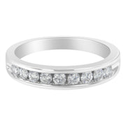 Bids.com 18K White Gold Round Diamond 1/2 Cttw Channel Band Ring Rings White Smoke 8 / White.Gold,7 / White.Gold