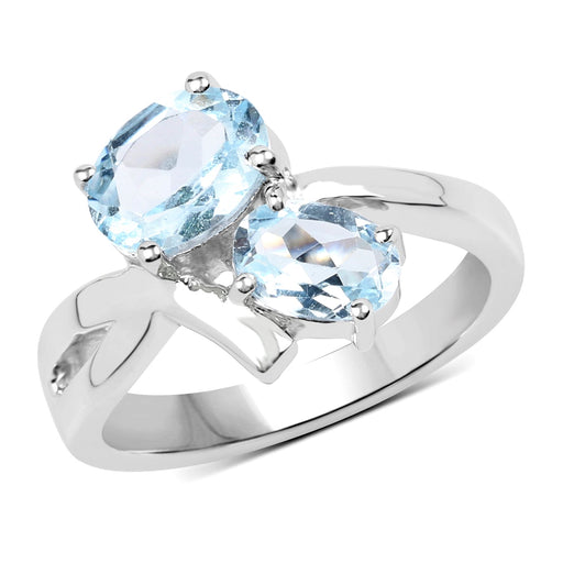 Bids.com 2.55 Carat Genuine Blue Topaz .925 Sterling Silver Ring Rings White Smoke size 6.00,size 8.00,size 7.00,size 5.00,size 9.00