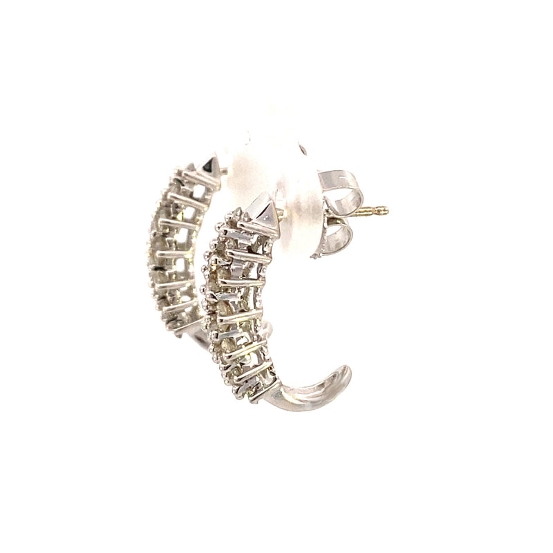 Bids.com 1.09ct Diamond Diamond Hoop Earrings 14KT White Gold Earrings White Smoke