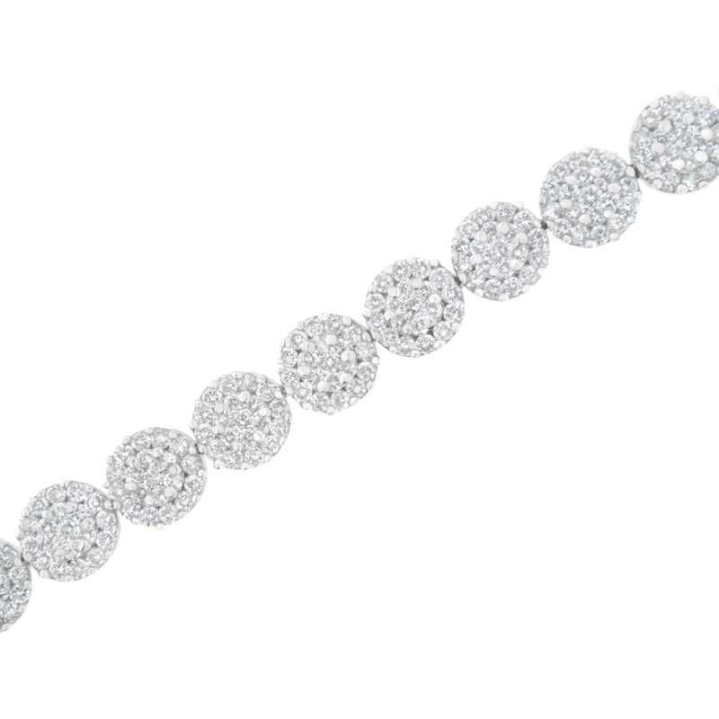 Bids.com 14K White Gold 3-3/4 Cttw Round-Brilliant Cut Diamond 7-1/4" Round Cluster Links Tennis Bracelet (I-J Color, SI2-I1 Clarity) Bracelets White Smoke White.Gold / 7.25