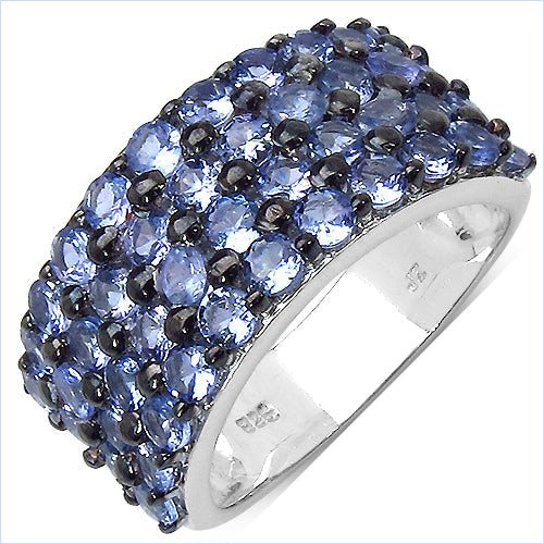 Bids.com 3.08 Carat Genuine Tanzanite .925 Sterling Silver Ring Rings White Smoke size 7.00,size 6.00,size 8.00,size 9.00