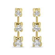 Bids.com 14K Yellow Gold 1/2 Cttw Round Diamond 3 Stone Graduated Linear Drop Past, Present and Future Stud Earrings (H-I Color, SI1-SI2 Clarity) Earrings White Smoke Yellow.Gold / 0.5