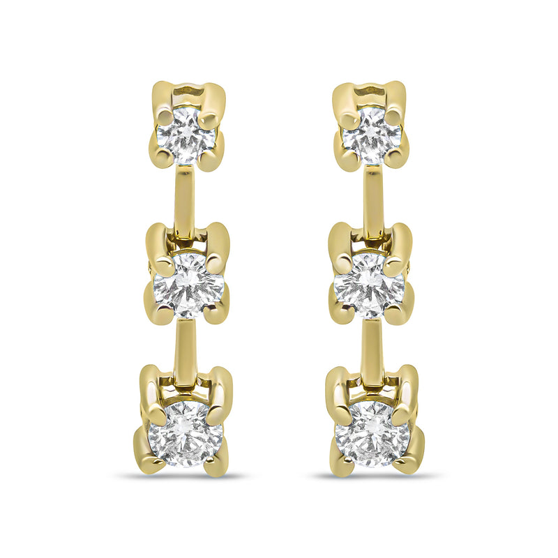 Bids.com 14K Yellow Gold 1/2 Cttw Round Diamond 3 Stone Graduated Linear Drop Past, Present and Future Stud Earrings (H-I Color, SI1-SI2 Clarity) Earrings White Smoke Yellow.Gold / 0.5