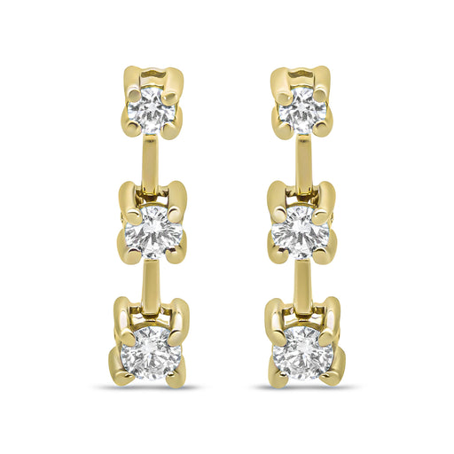 Bids.com 14K Yellow Gold 1/2 Cttw Round Diamond 3 Stone Graduated Linear Drop Past, Present and Future Stud Earrings (H-I Color, SI1-SI2 Clarity) Earrings White Smoke Yellow.Gold / 0.5