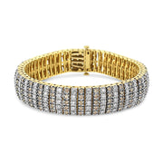 Bids.com 10K Yellow Gold 10-1/3 Cttw Alternating Coco Color and White Diamond 5 Row Tennis Bracelet (Brown/H-I Color, SI1-SI2 Clarity) - Size 7.25 Bracelets White Smoke Yellow.Gold / 7.25