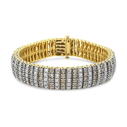 Bids.com 10K Yellow Gold 10-1/3 Cttw Alternating Coco Color and White Diamond 5 Row Tennis Bracelet (Brown/H-I Color, SI1-SI2 Clarity) - Size 7.25 Bracelets White Smoke Yellow.Gold / 7.25