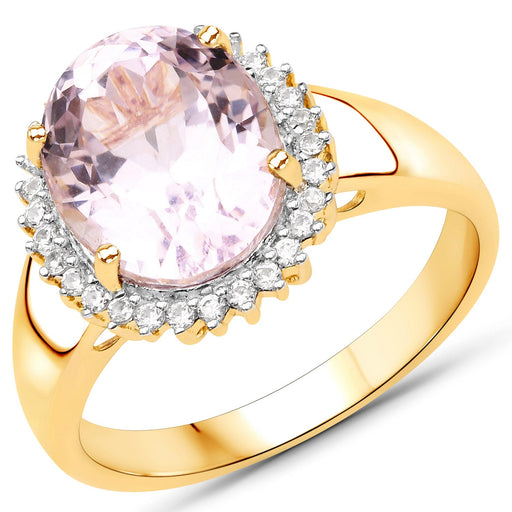 Bids.com 4.81 Carat Genuine Kunzite and White Zircon .925 Sterling Silver Ring Rings White Smoke size 7.00,size 6.00,size 8.00,size 9.00