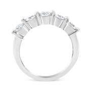 Bids.com 14K White Gold 1.00 Cttw Brilliant Round Cut Diamond 5-Stone Band Ring (H-I Color, SI2-I1 Clarity) - Ring Size 7 Rings White Smoke 7 / White.Gold