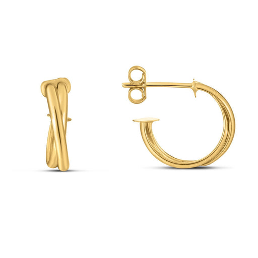 Bids.com 14k Yellow Gold Crossover Hoops Earrings White Smoke Yellow Gold