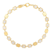 Bids.com 14k Yellow Gold MOP Geometric Mirror Gem Chain Bracelet (5.00 mm) Bracelets White Smoke 7.25 / Yellow Gold