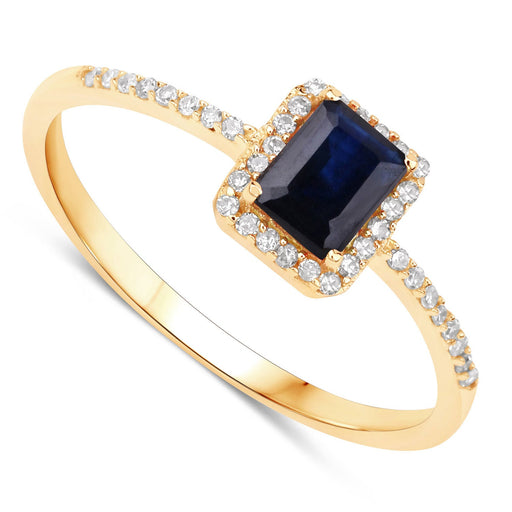 Bids.com 0.60 Carat Genuine Blue Sapphire and White Diamond 14K Yellow Gold Ring Rings White Smoke size 5.00,size 6.00,size 7.00,size 8.00,size 9.00