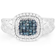 Bids.com 0.28 Carat Genuine Blue Diamond and White Diamond .925 Sterling Silver Ring Rings White Smoke size 6.00,size 7.00,size 8.00,size 9.00,size 5.00