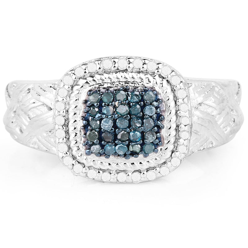 Bids.com 0.28 Carat Genuine Blue Diamond and White Diamond .925 Sterling Silver Ring Rings White Smoke size 6.00,size 7.00,size 8.00,size 9.00,size 5.00