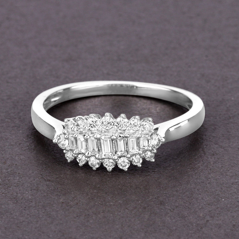 Bids.com 0.37 Carat Genuine White Diamond 14K White Gold Ring (E-F Color, VS-SI Clarity) Rings Dim Gray size 8.00