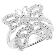 Bids.com 0.58 Carat Genuine White Diamond .925 Sterling Silver Ring Rings White Smoke size 8.00,size 6.00,size 7.00,size 9.00