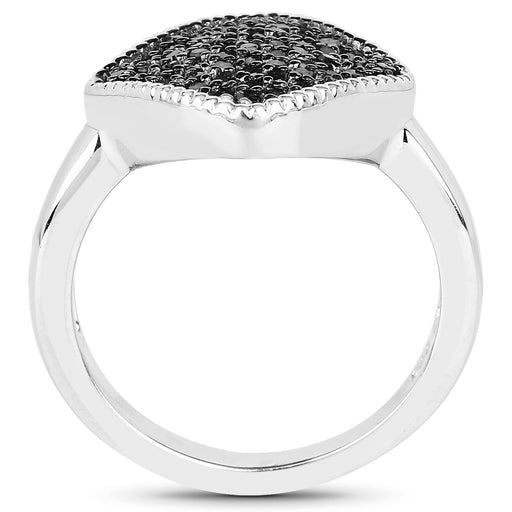 Bids.com 0.24 Carat Genuine Black Diamond .925 Sterling Silver Ring Rings White Smoke size 6.00,size 7.00,size 8.00,size 9.00