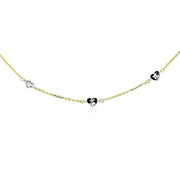 Bids.com 14k Two Tone Gold Anklet with Diamond Cut Heart Style Stations Accessories White Smoke 10 / Two-Tone Gold