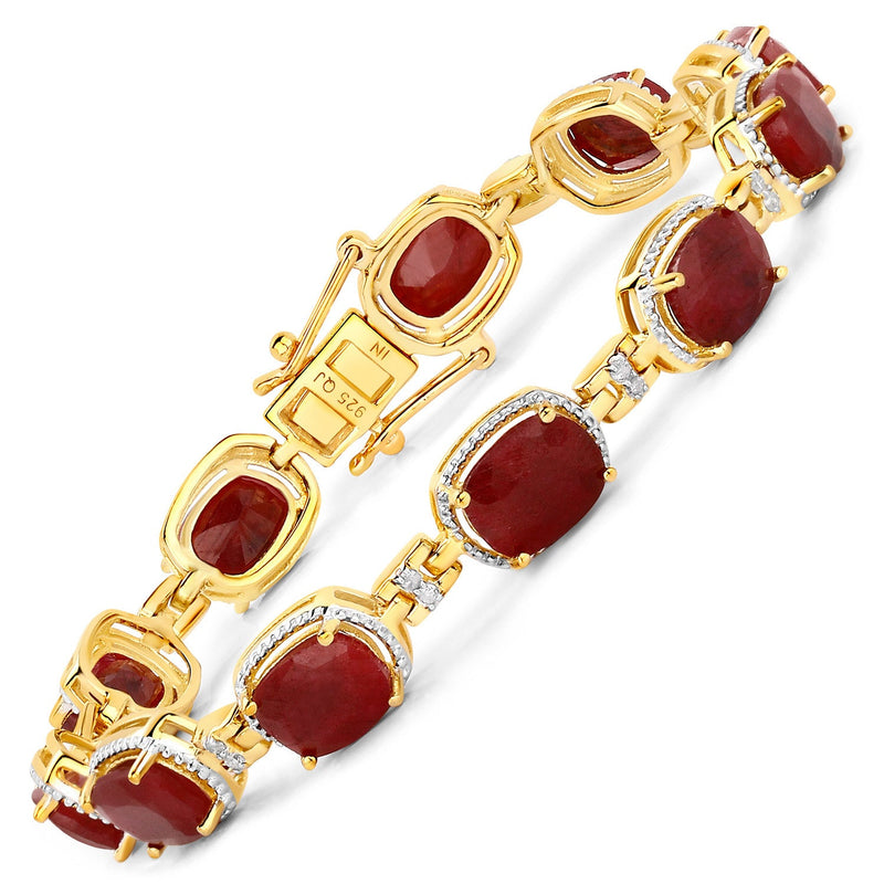 Bids.com 21.11 Carat Dyed Ruby and White Diamond .925 Sterling Silver Bracelet Bracelets White Smoke size 7.00,size 8.00